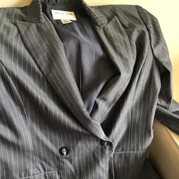 Oscar De La Renta Womens Pin Stripe Blazer Jacket - Picture 2 of 4